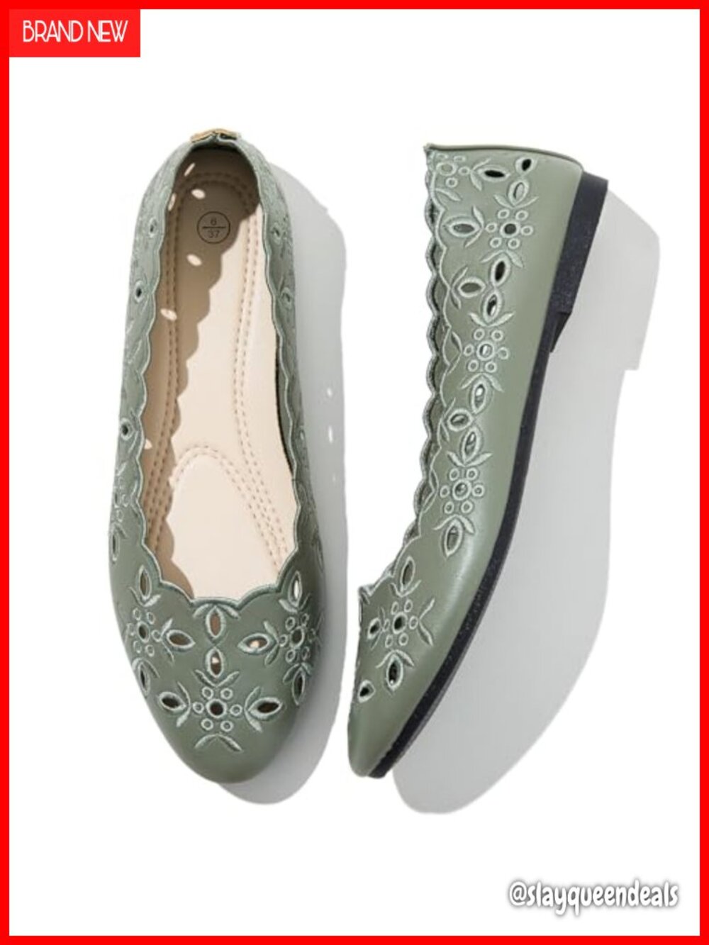 Womens Flats Ballet Cut-Out PU Slip On Memory Foam Foldable Dress Shoes